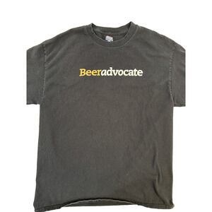 BeerAdvocate Shirt Mens Large Black Hanes Beefy-T Craft Beer Community‎ Tee Y2K